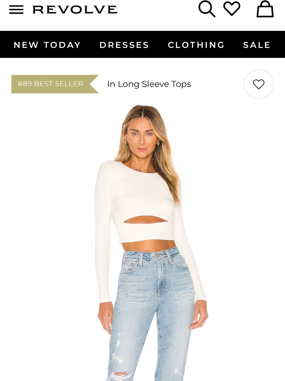 Lovers and Friends Clea Top Sz Small Ivory Cream Crop Long Sleeve Ribbed